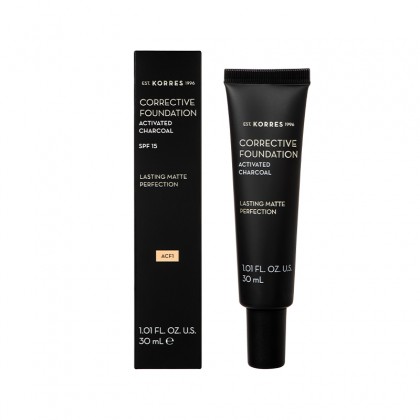 KORRES Corrective Foundation SPF15 Activated Charcoal ACF1 30ml